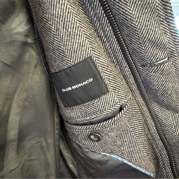 Vintage Club Monaco Herringbone Wool Trench Coat - Picture 7 of 9